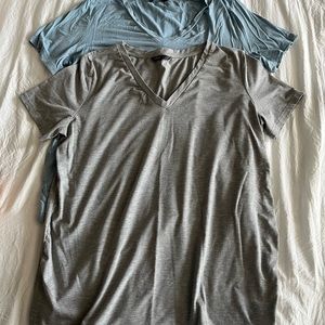2 Maternity shirts. Grey and light blue.